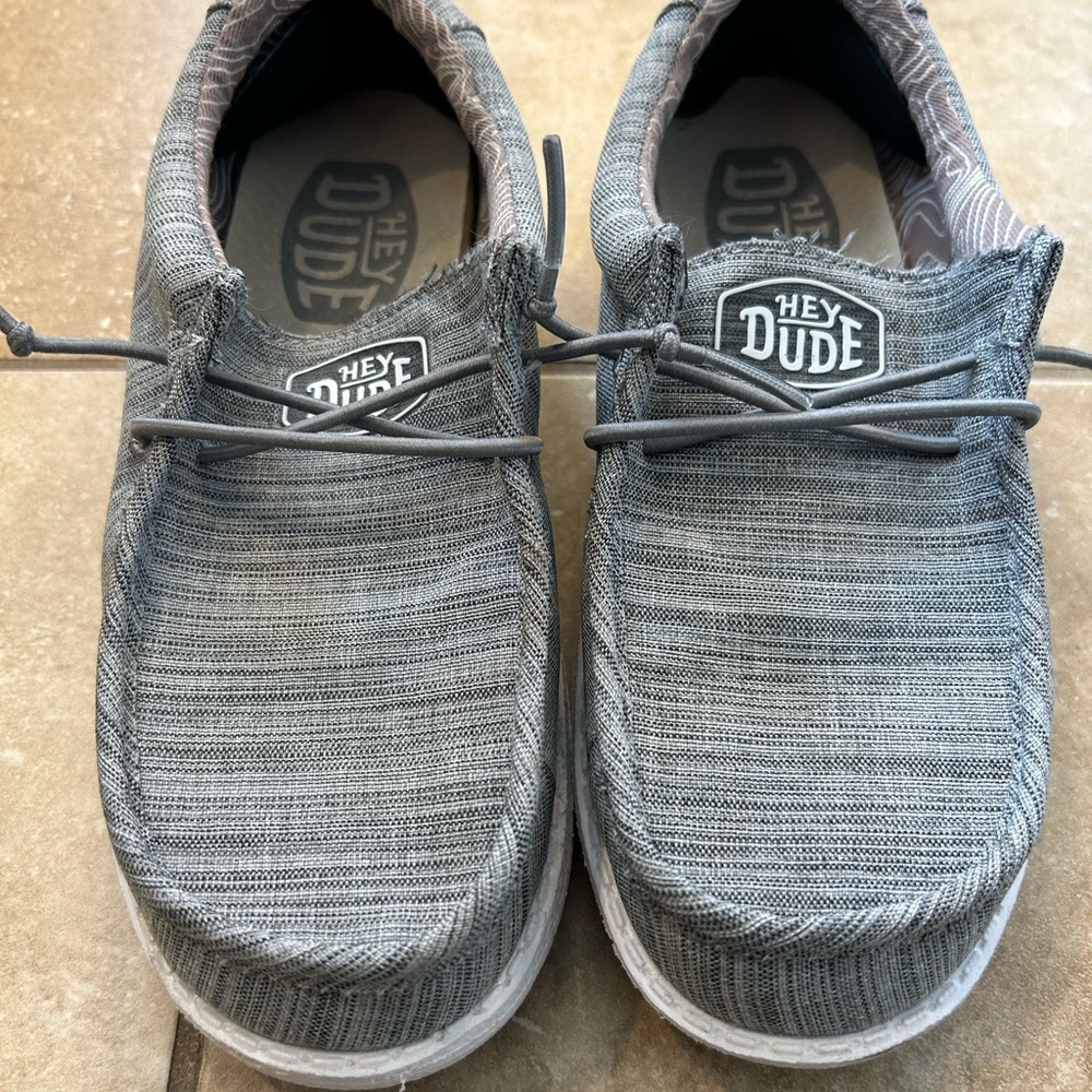 Boys Hey Dude Gray Loafers Slip-Ons Lightweight Comfort